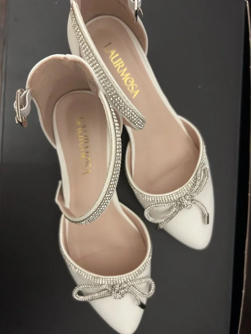 LAURMOSA Girls White Heels Kids Communion Shoes for Girls Formal Dress Shoes